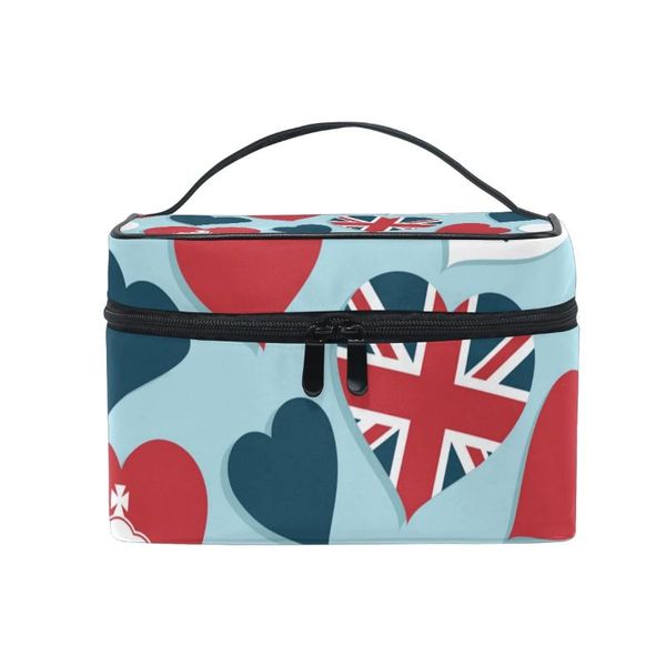 

fengju cosmetic bag portable travel organizer hanging toiletry case storage tote for girls woman uk style hearts