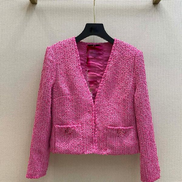 

women's suits & blazers luxury retro sweet plaid tweed coat women v-neck gold buttons slim elegant jacket 2021 spring autumn outwear wi, White;black