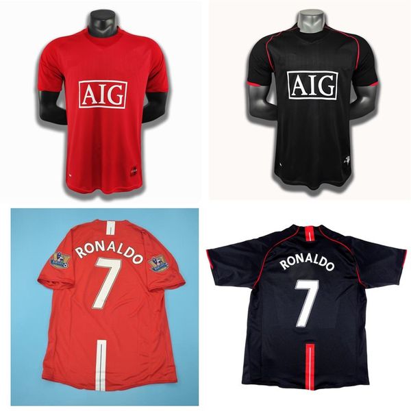 

07 08 manchester ronaldo retro jersey manchester classic vintage scholes vidic nani soccer jerseys 2007 2008 rooney utd football shirt giggs, Black;yellow