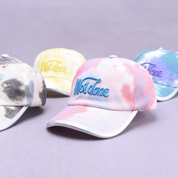 

summer kids boy girl letter tie dyed baseball hat children sun caps bonnet, Yellow