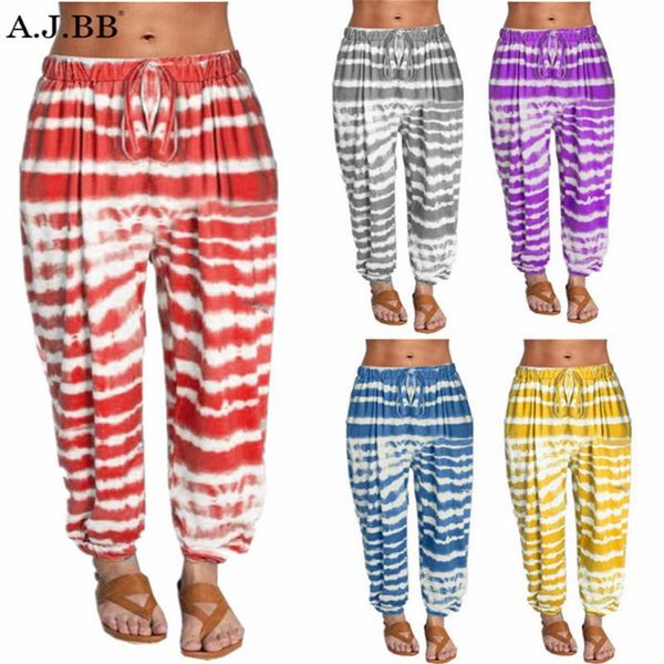 

women's pants & capris european summer leisure and fitness tie dye sports fashion loose, Black;white