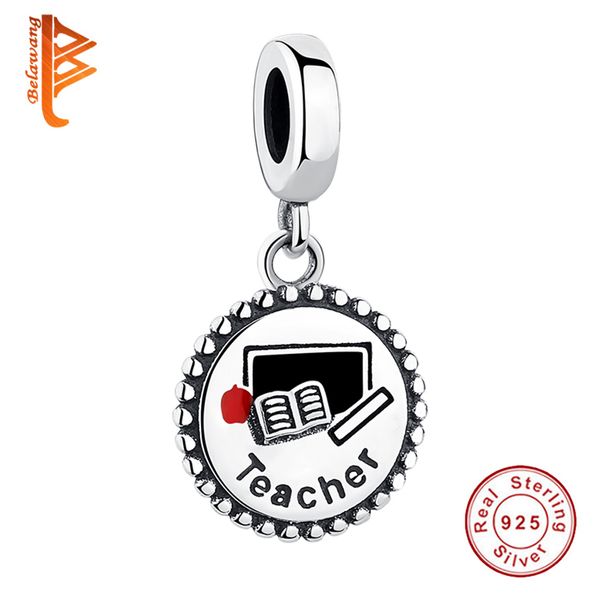 BELAWANG 100% 925 Sterling Silver Insegnante Libro Ciondola Pendenti E Ciondoli Fit Originale Pandora Collana Del Braccialetto per Le Donne Creazione di Gioielli Q0531