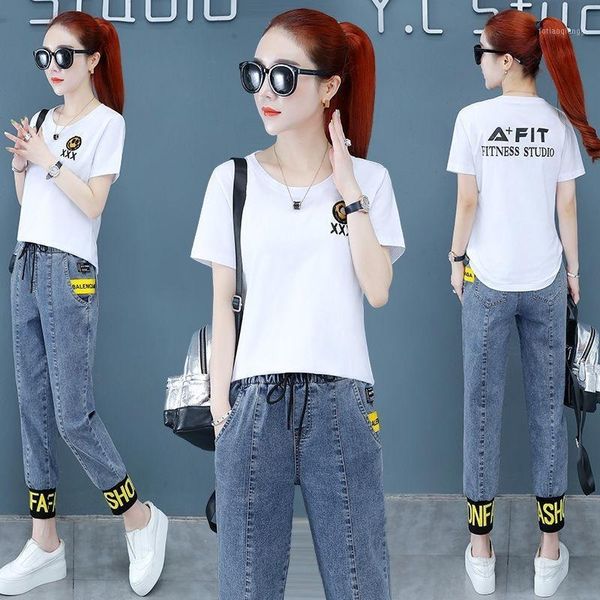 

one-piece / suit women's 2021 fashion age-reduced foreign jeans two-piece summer 2 piece sets womens outfits tracksuits, Gray