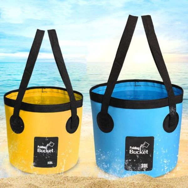 

buckets 12l 20l portable bucket outdoor travel water storage bag waterproof fishing foldable car supplies