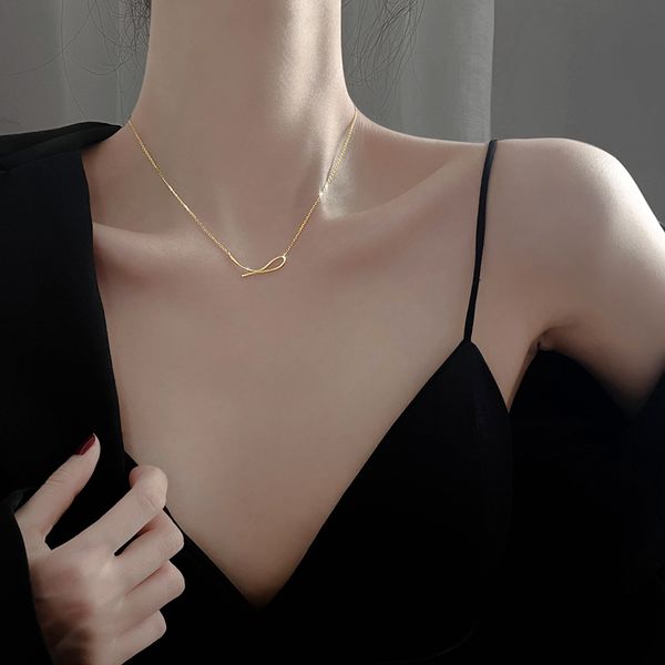 

necklace female summer necklace contracted necklace niche design feeling collarbone new chain, Silver