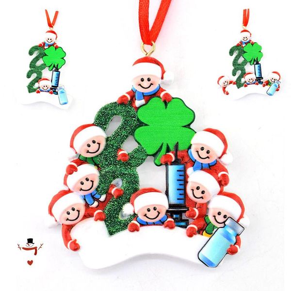 

charms 2021 christmas tree pendants cute diy hanging ornaments name family year home decoration symbol luck and health, Bronze;silver