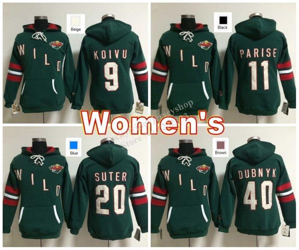 

2016 new, women s ice hockey hoodies minnesota wild #9 mikko koivu #11 zach parise #20 ryan suter #40 devan dubnyk ice hockey hoodie swe, Black;red