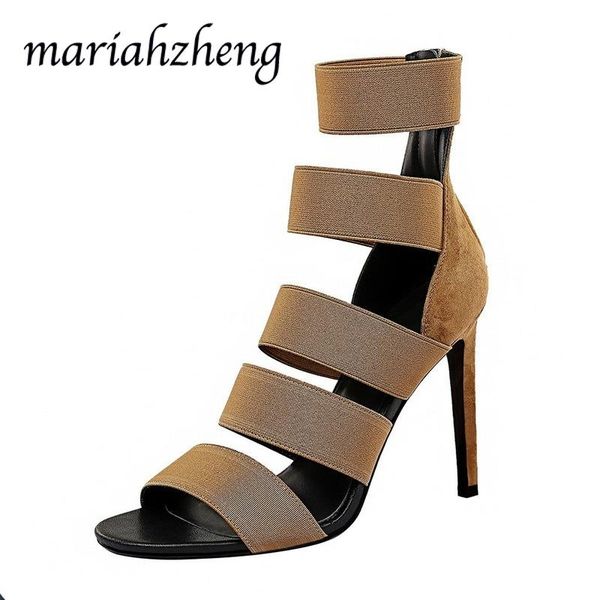 

dress shoes meriahzheng 2021 summer banquet nightclub was thin elastic band women's hollow ultra high heel sandals ds, Black