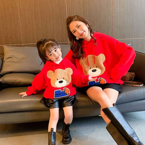 

2021 hooded sweater girls' parent autumn child mother women's drs new foreign children's net red long sle little girl fashion, Blue
