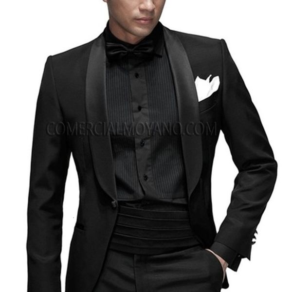 

men's suits & blazers one button black groom smoking men prom wedding tuesdays bridegroom (jacket + pants belt tie) x00q, White;black