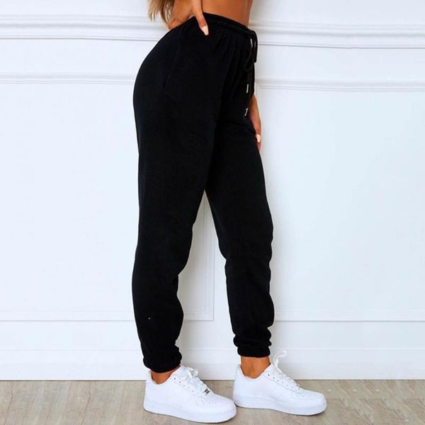 

women's pants & capris simple high waist soft long women joggers cropped thicken streetwear, Black;white