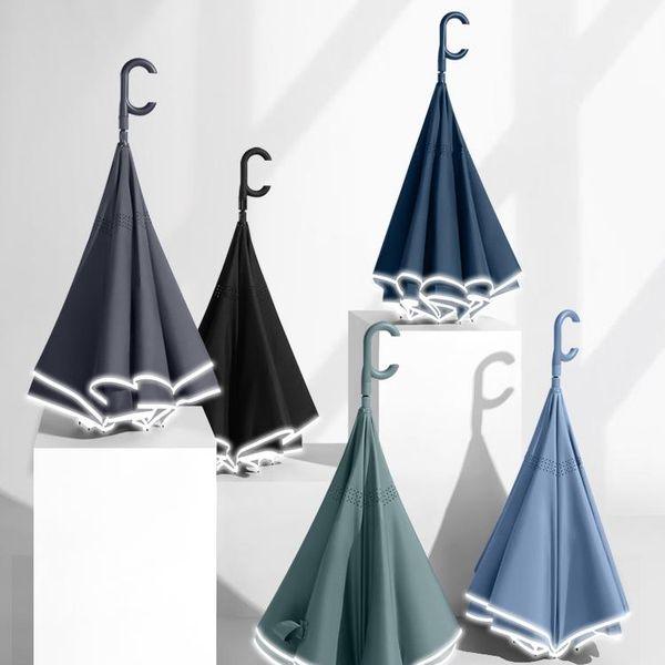 

umbrellas reverse rain umbrella outdoor fully automatic waterproof solid color long handle large ombrello home products df50ys