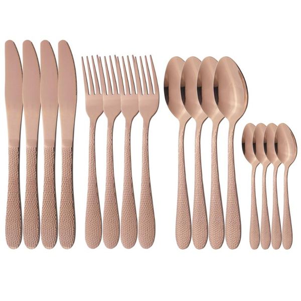

flatware sets 16pcs rose cutlery set knives fork spoon dinner tableware stainless steel dinnerware kitchen silverware