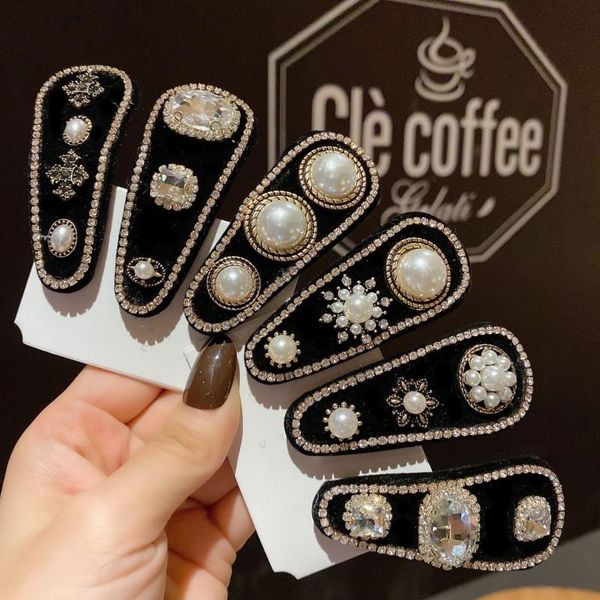 

hair accessories woman luxurious grace crystal rhinestone velvet hairpin girl sweet bangs clip bb retro water drop barrette