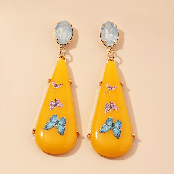 

ez2868 jewelry new acrylic fashion color printing butterfly earrings, Silver