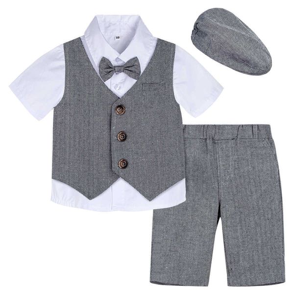 Baby Boys Wedding Outfit Kids Creationing формальный костюм Установите маленький джентльмен день рождения вечеринка одежда малыша смокинг костюм X0802