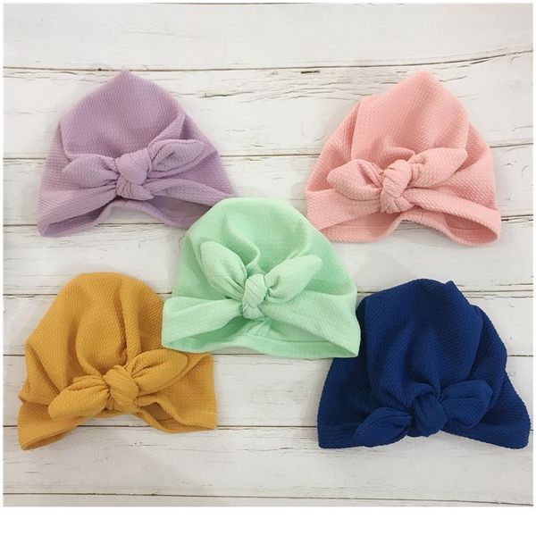 

2019 fashion baby hats rabbit ears infant children baby girls boho hat beanie scarf turban head wrap cap h jllmiu, Yellow