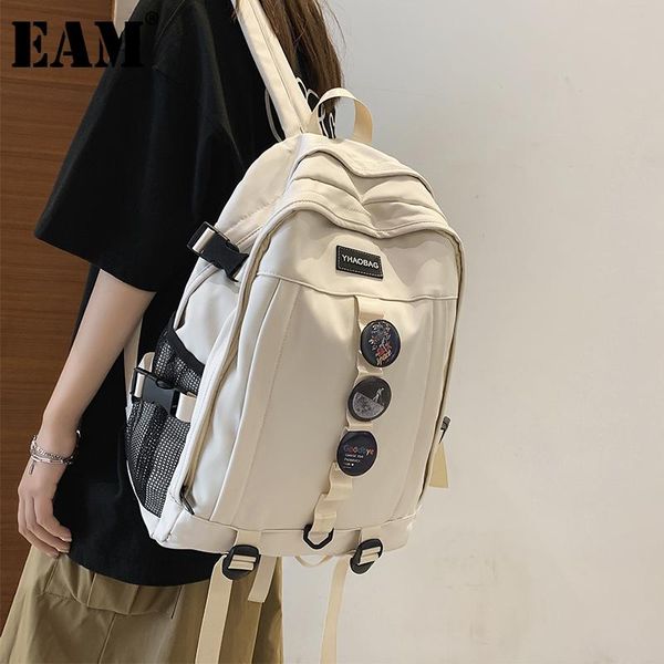 

backpack [eam] trendy women multi-layer large-capacity stitching nylon all match zipper casual fashion student bag 2021 18a4021