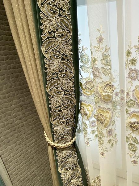 

curtain & drapes chenille curtains for living room jacquard fabric french embroidered bedroom custom american luxury