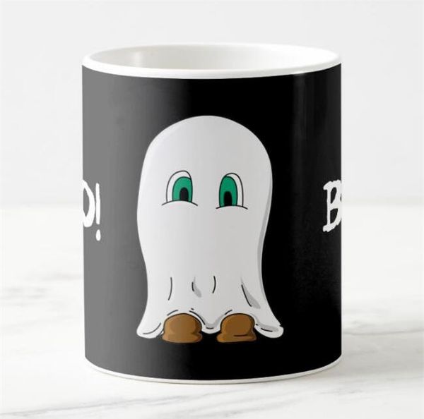 

mugs creative funny halloween little ghost coffee mug black white boo humor joke gifts hoom decor 11oz