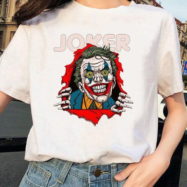 

fashion t shirt women funny joker summer casual short sleeve t-shirt harajuku round neck tees female clothing, White