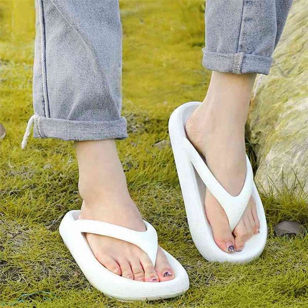 

thick bottom platform sea flip-flop thong sandals summer shoes soft bathroom slippers pillow slides outdoor indoor women 210805, Black
