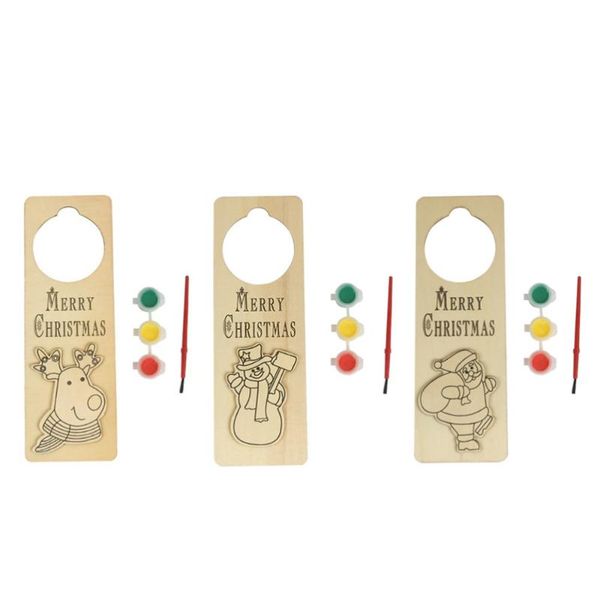 

christmas decorations 3pcs hanging door rings cartoon xmas themed handle decors
