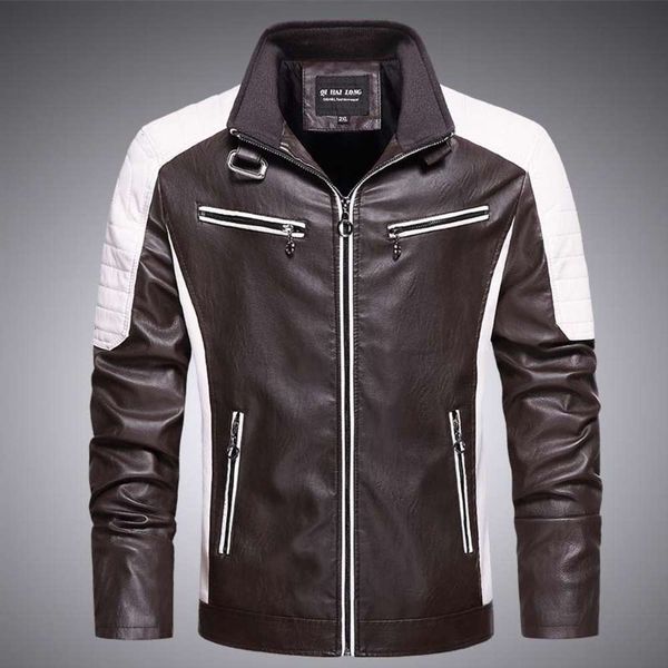 

short men's jacket youth stand collar motorcycle pu leather autumn thin coat, Black;brown