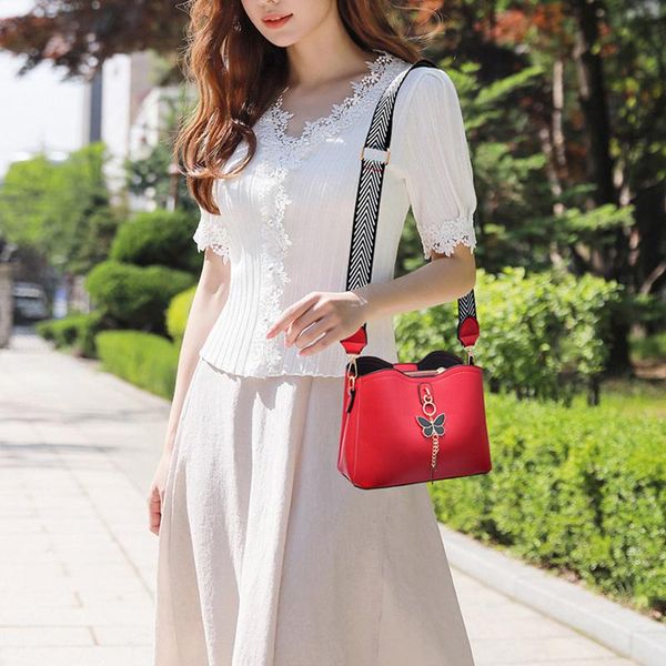 

evening bags fashon women's bucket shoulder bag pu leather weave strap belt women luxury messenger