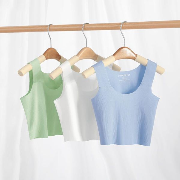 

ribbed tank crop vest solid harajuku korean female off shoulder knitted white blue summer camisole camisoles & tanks, Black;white