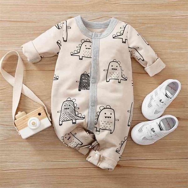 

arrival autumn and winter baby dinosaur allover jumpsuit clothing animal print cute 210528, Blue