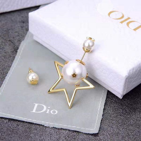 

designer jewelry fashion 2021 star pearl brass 925 silver needle earrings mgvx