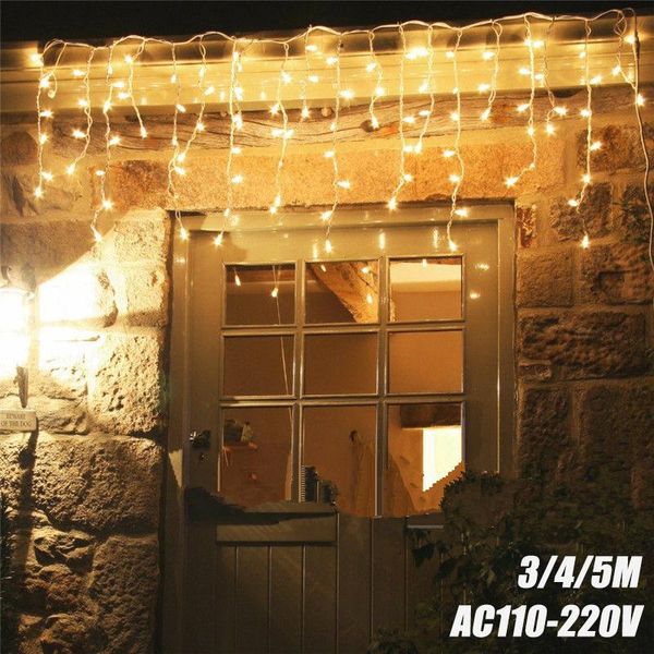 

new 5m 216leds christmas garland led curtain icicle string lights droop garden street mall eaves outdoor decorative fairy lights
