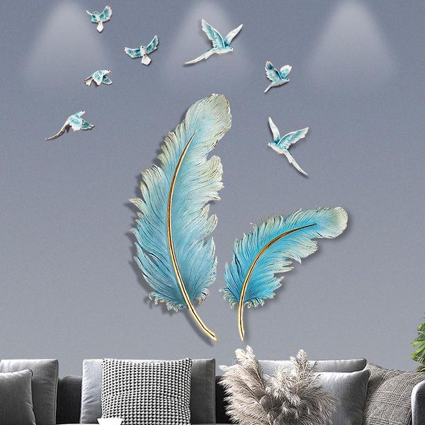 

decorative objects & figurines 3d feather wall stickers hanging room decoration accessories light luxury home decor modern creative aestheti