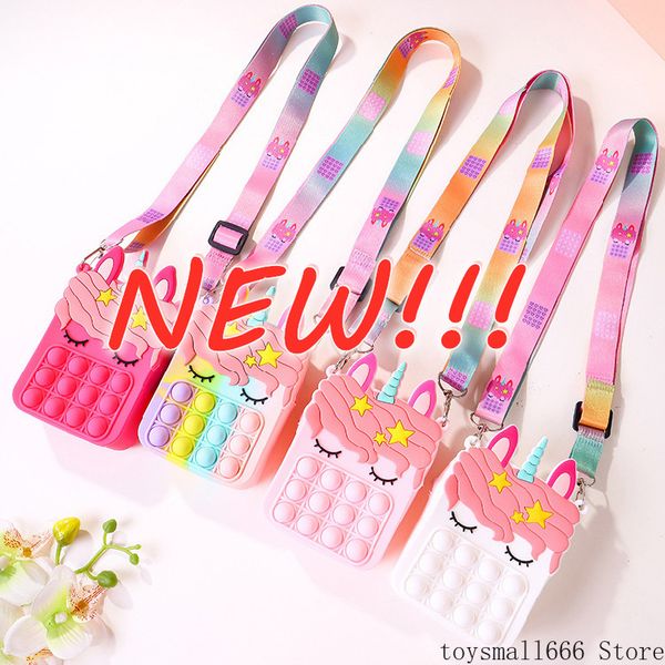 

stock cute unicorn simple dimple messenger bag fidget toys push bubble antistress sensory squeeze coin purse wallet gift for kids