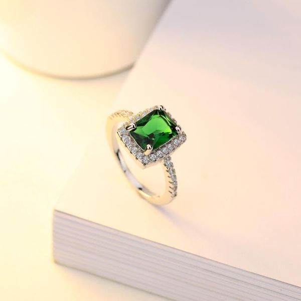 

cluster rings multi-colour 14k gold ring emerald diamond engagement peridot jewelry gemstone bizuteria anillos turquoise for women, Golden;silver