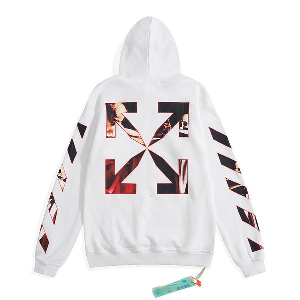 

off autumn / winter 2021 new film poster printed casual hooded pullover sweater men's and women's hair, Black