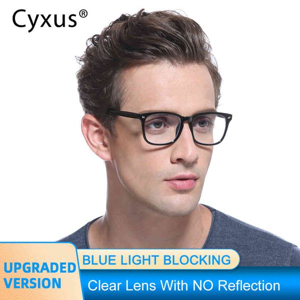 Cyxus Mavi Işık Filtre Bilgisayar Gözlük Erkekler Anti Eyroğer UV Clear PC Lens TR90 Çerçeve Kadınlar Için Yükseltme Gözlük 8182