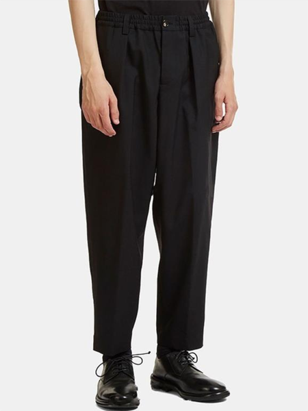 

men's pants casual straight leg autumn and winter black elastic waist nine minutes thick youth fashion