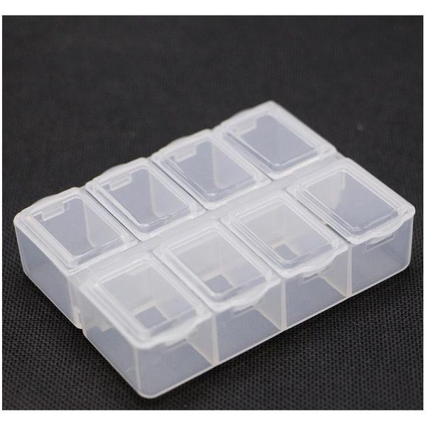 

wholesale- mini size 8 lattices 78x61x20mm rectangle subassembly wrapper plastic component storage box parts jllycc sport77777