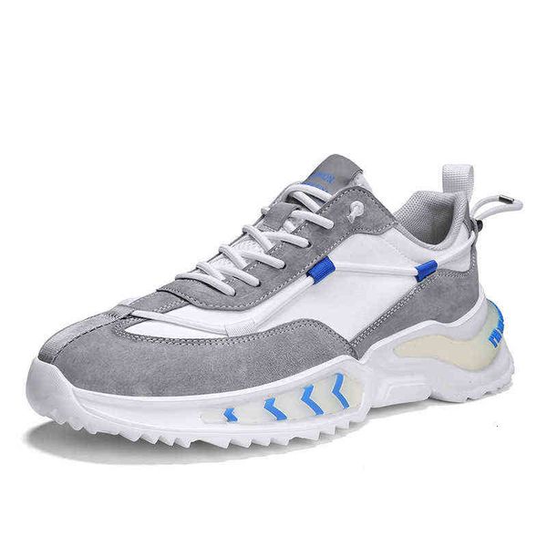

men's leather trendy daddy shoes summer breathable thin casual running korean versatile youth sports, Black