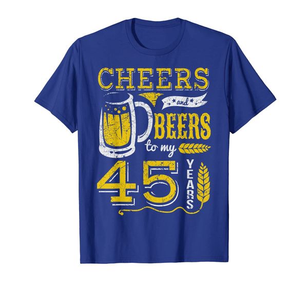 

Cheers And Beers To 45 Years Cool Beer Lover Birthday Shirt, White;black