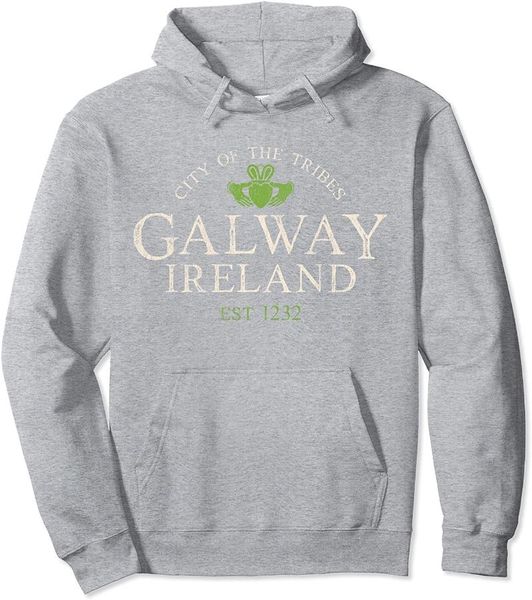 

men's hoodies & sweatshirts vintage irish souvenir gifts: claddagh galway ireland pullover hoodie, Black