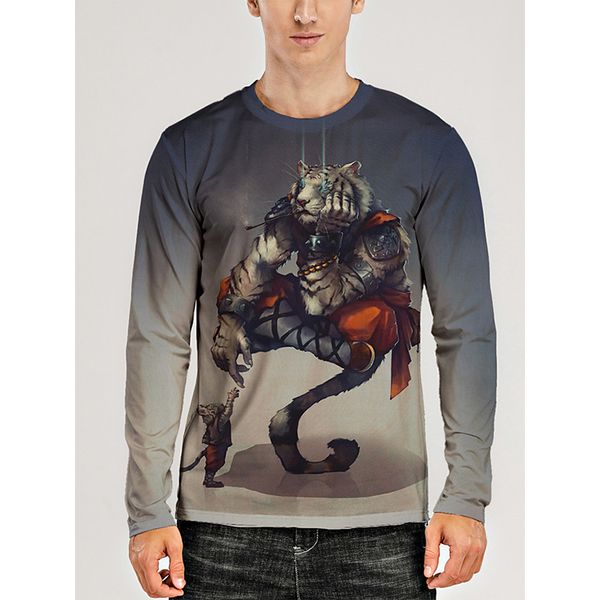 

fighting mens 3d print t-shirt visual impact party streetwear round neck long sleeves graphic optical illusion plus size print daily, White;black