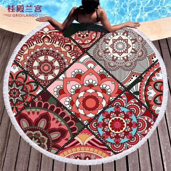 

towel gridilango mandala bohemian color round beach for microfiber swimming travel blanket geometric bath