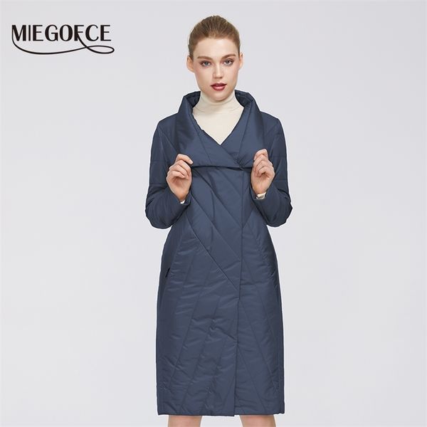 

miegofce women coat medium length resistant collar has double cold protection warm jacket 210923, Black