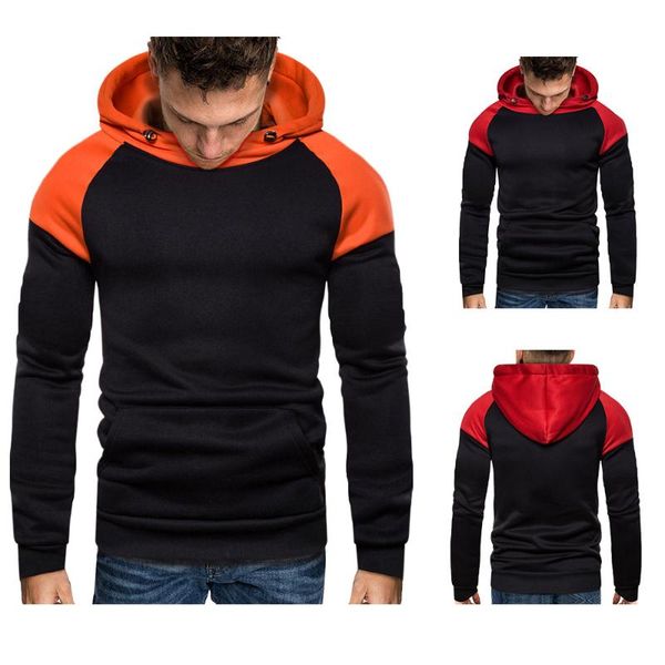 

men's hoodies & sweatshirts zogaa style contrast stitching hooded pullover sweatshirt fashion slim sportswear casual streetwear harajuk, Black