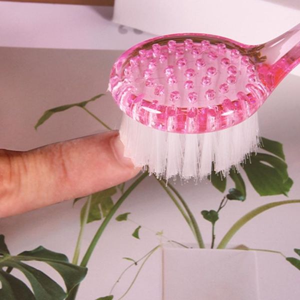 

nail brushes 1pc round head powder clean brush manicure long handle dust cleaning pedicure tool accessories, Yellow