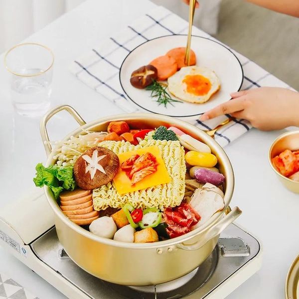

pans instant noodle pot household cooking korean yellow aluminum sin ramen soup frying