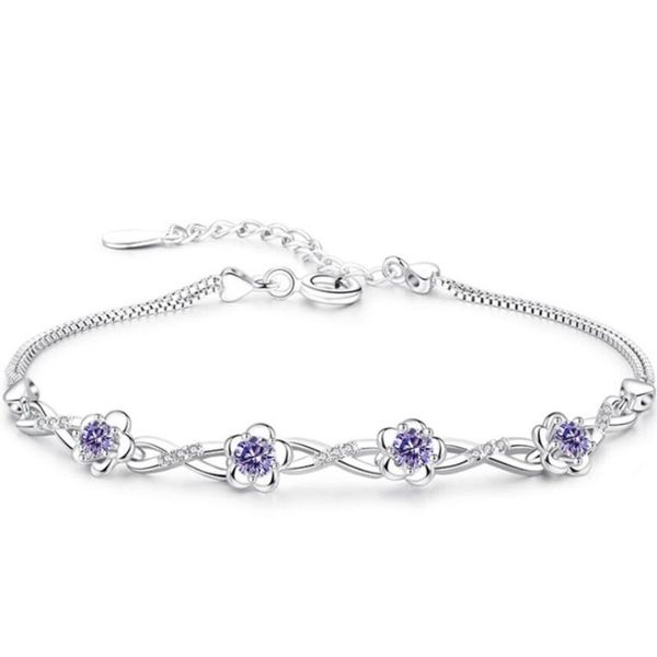 

link, chain fashion zircon bracelet for valentine's day purple crystal, transparent crystal plum, Black